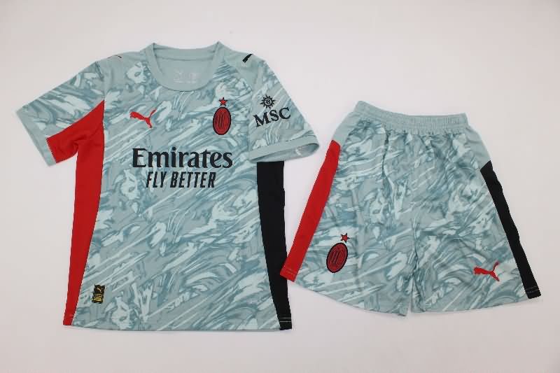 AC Milan 25/26 Kids Goalkeeper Grey Soccer Jersey And Shorts AC Milan 25/26 Kids Goalkeeper Grey Soccer Jersey And Shorts
