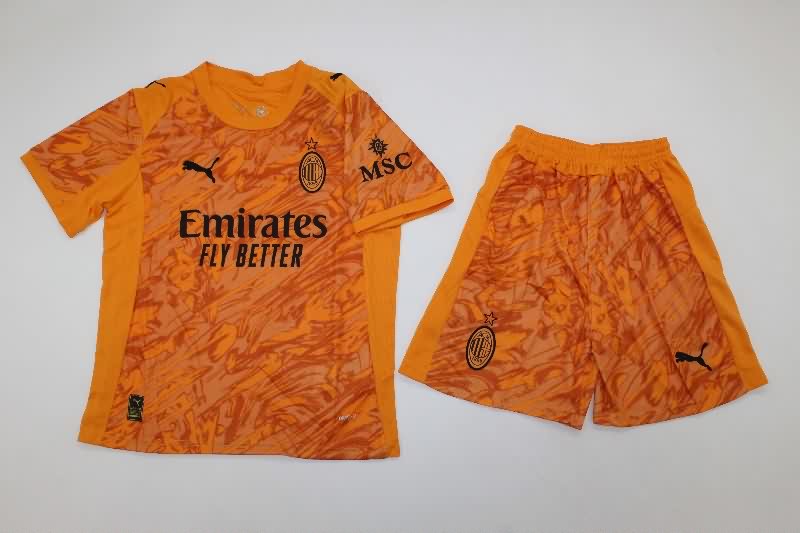 AC Milan 25/26 Kids Goalkeeper Orange Soccer Jersey And Shorts AC Milan 25/26 Kids Goalkeeper Orange Soccer Jersey And Shorts