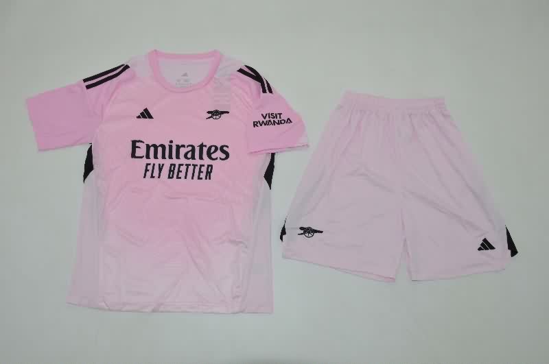 Arsenal 25/26 Kids Goalkeeper Pink Soccer Jersey And Shorts Arsenal 25/26 Kids Goalkeeper Pink Soccer Jersey And Shorts