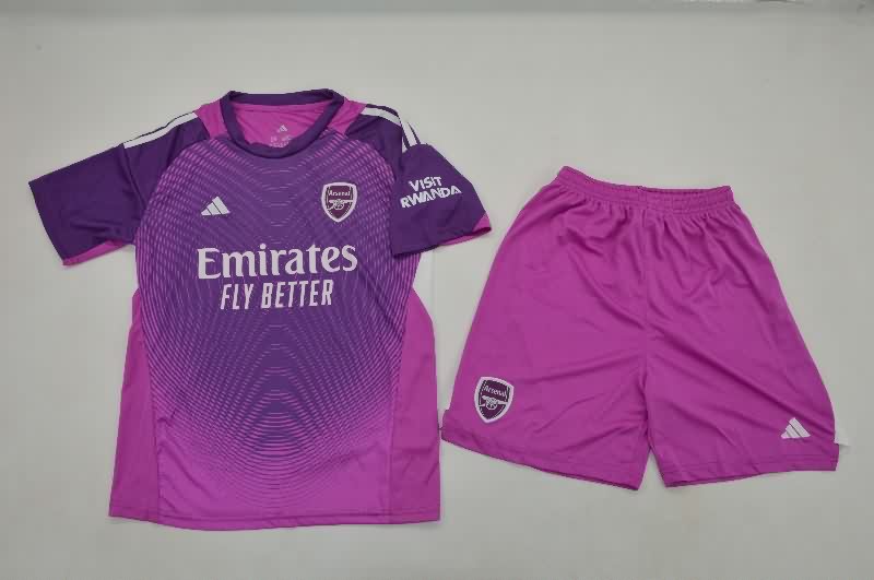 Arsenal 25/26 Kids Goalkeeper Purple Soccer Jersey And Shorts Arsenal 25/26 Kids Goalkeeper Purple Soccer Jersey And Shorts