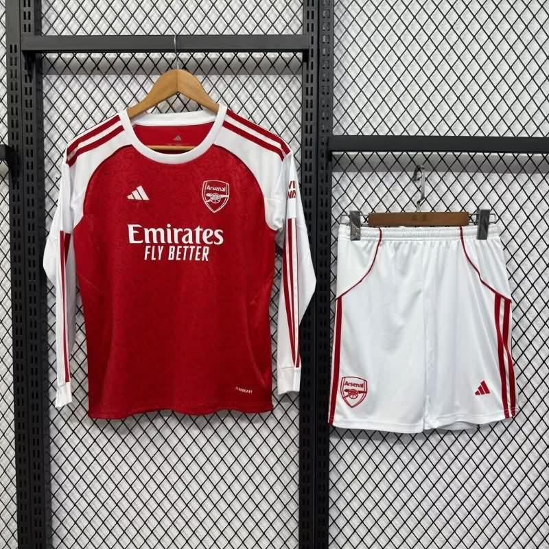 Arsenal 25/26 Kids Home Long Sleeve Soccer Jersey And Shorts Arsenal 25/26 Kids Home Long Sleeve Soccer Jersey And Shorts