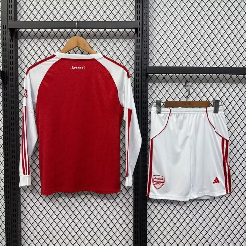 Arsenal 25/26 Kids Home Long Sleeve Soccer Jersey And Shorts
