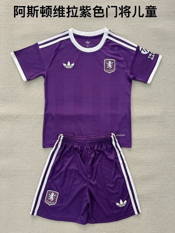 Aston Villa 25/26 Kids Goalkeeper Purple Soccer Jersey And Shorts Aston Villa 25/26 Kids Goalkeeper Purple Soccer Jersey And Shorts
