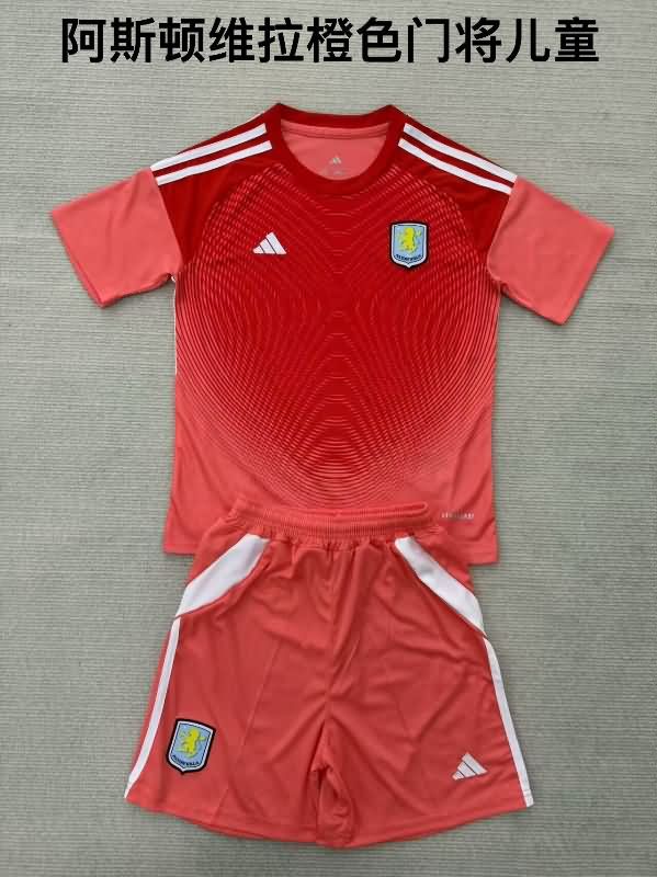 Aston Villa 25/26 Kids Goalkeeper Red Soccer Jersey And Shorts Aston Villa 25/26 Kids Goalkeeper Red Soccer Jersey And Shorts
