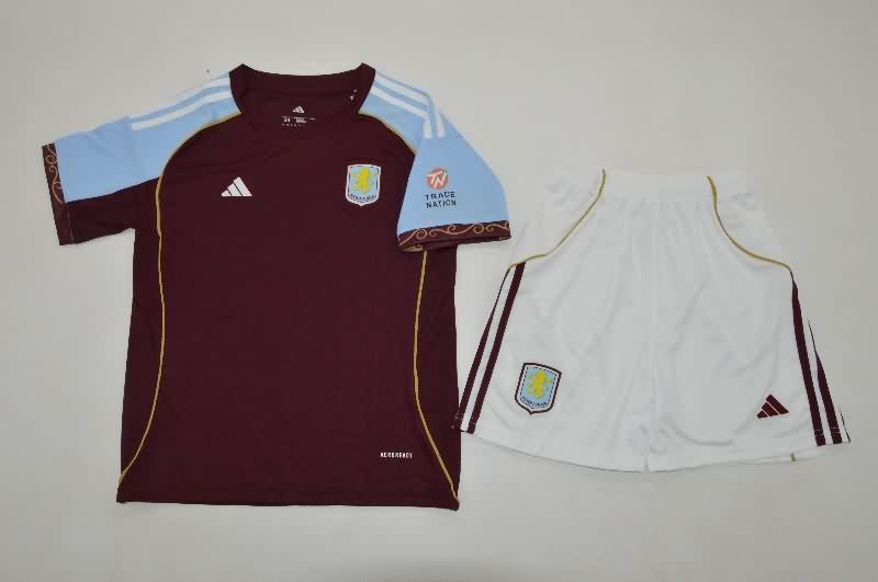 Aston Villa 25/26 Kids Home Soccer Jersey And Shorts Aston Villa 25/26 Kids Home Soccer Jersey And Shorts