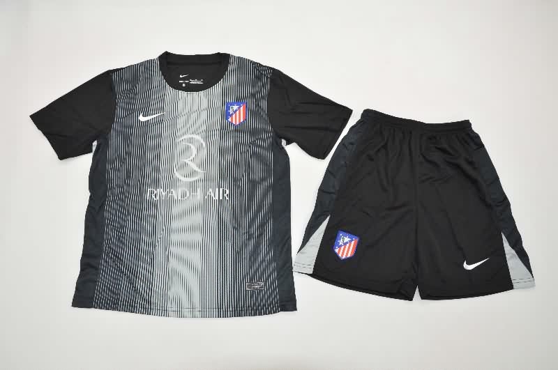 Atletico Madrid 25/26 Kids Goalkeeper Black Soccer Jersey And Shorts Atletico Madrid 25/26 Kids Goalkeeper Black Soccer Jersey And Shorts