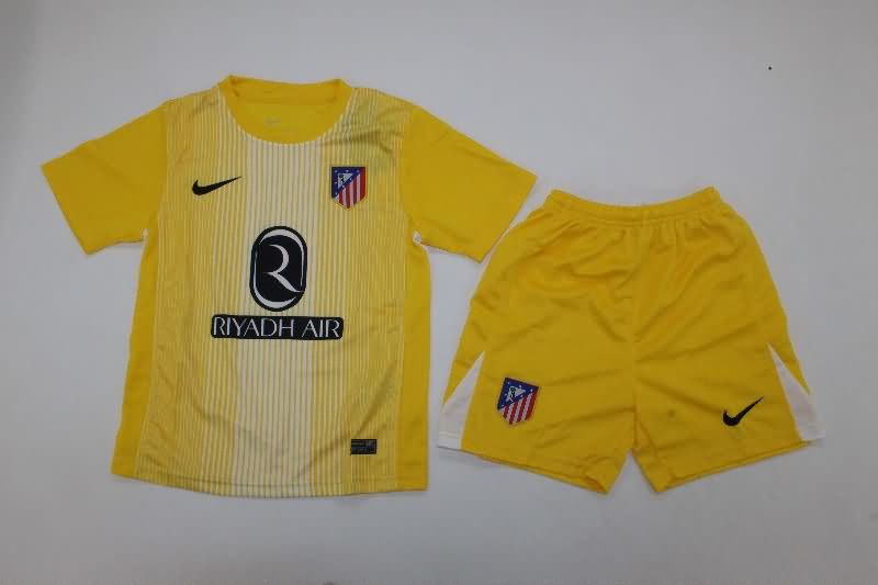 Atletico Madrid 25/26 Kids Goalkeeper Yellow Soccer Jersey And Shorts Atletico Madrid 25/26 Kids Goalkeeper Yellow Soccer Jersey And Shorts