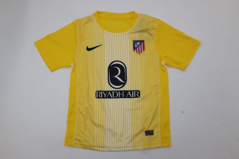 Atletico Madrid 25/26 Kids Goalkeeper Yellow Soccer Jersey And Shorts