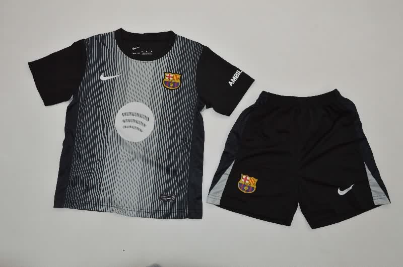 Barcelona 25/26 Kids Goalkeeper Black Soccer Jersey And Shorts Barcelona 25/26 Kids Goalkeeper Black Soccer Jersey And Shorts
