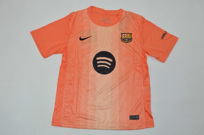 Barcelona 25/26 Kids Goalkeeper Orange Soccer Jersey And Shorts