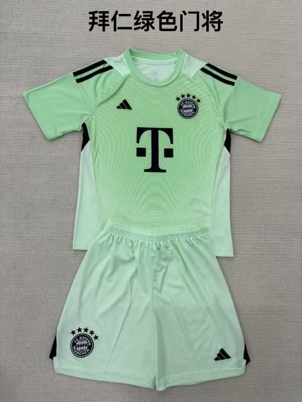Bayern Munich 25/26 Kids Goalkeeper Green Soccer Jersey And Shorts Bayern Munich 25/26 Kids Goalkeeper Green Soccer Jersey And Shorts