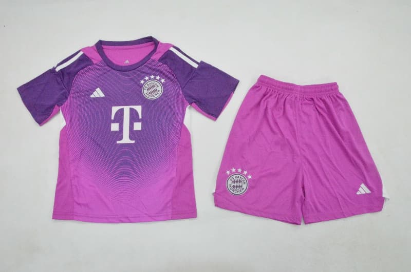 Bayern Munich 25/26 Kids Goalkeeper Purple Soccer Jersey And Shorts Bayern Munich 25/26 Kids Goalkeeper Purple Soccer Jersey And Shorts