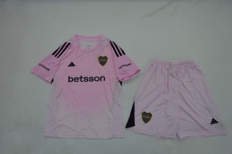 Boca Juniors 25/26 Kids Goalkeeper Pink Soccer Jersey And Shorts Boca Juniors 25/26 Kids Goalkeeper Pink Soccer Jersey And Shorts