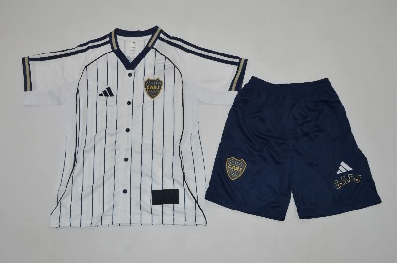 Boca Juniors 25/26 Kids Travel White Soccer Jersey And Shorts Boca Juniors 25/26 Kids Travel White Soccer Jersey And Shorts