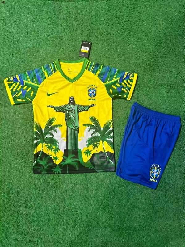 Brazil 2025 Kids Special Soccer Jersey And Shorts 02 Brazil 2025 Kids Special Soccer Jersey And Shorts 02