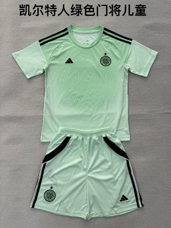 Celtic 25/26 Kids Goalkeeper Green Soccer Jersey And Shorts Celtic 25/26 Kids Goalkeeper Green Soccer Jersey And Shorts