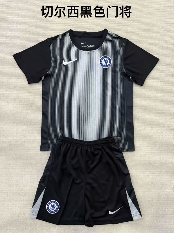 Chelsea 25/26 Kids Goalkeeper Black Soccer Jersey And Shorts Chelsea 25/26 Kids Goalkeeper Black Soccer Jersey And Shorts