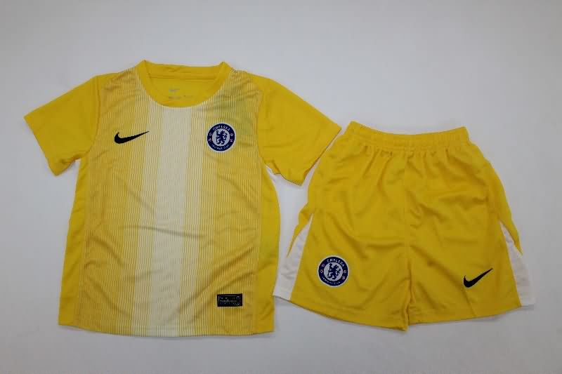Chelsea 25/26 Kids Goalkeeper Yellow Soccer Jersey And Shorts Chelsea 25/26 Kids Goalkeeper Yellow Soccer Jersey And Shorts