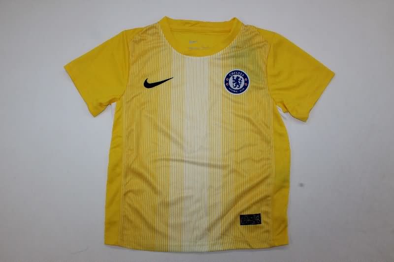 Chelsea 25/26 Kids Goalkeeper Yellow Soccer Jersey And Shorts