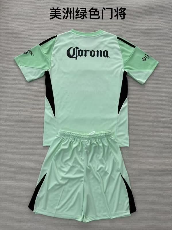 Club America 25/26 Kids Goalkeeper Green Soccer Jersey And Shorts