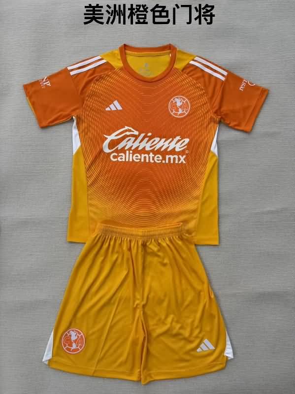 Club America 25/26 Kids Goalkeeper Orange Soccer Jersey And Shorts Club America 25/26 Kids Goalkeeper Orange Soccer Jersey And Shorts