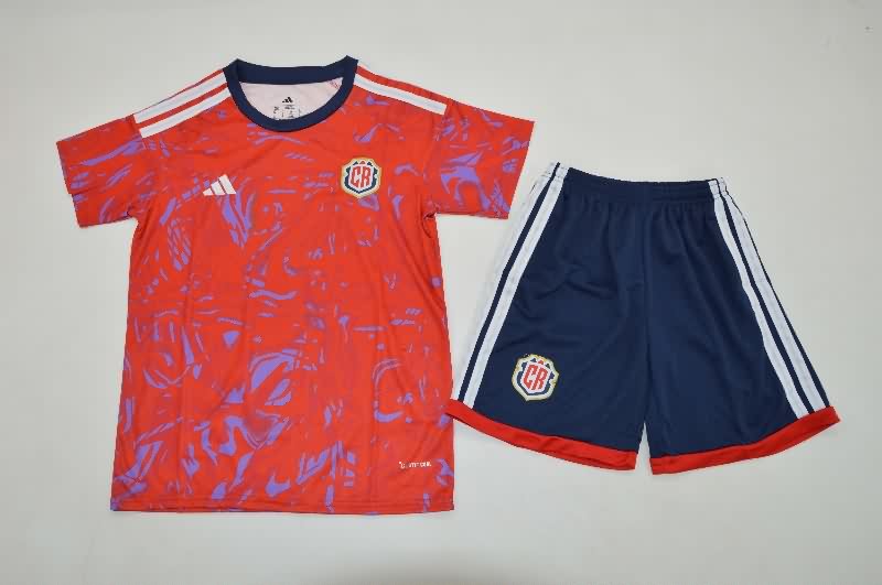 Costa Rica 2026 Kids Home Soccer Jersey And Shorts Costa Rica 2026 Kids Home Soccer Jersey And Shorts