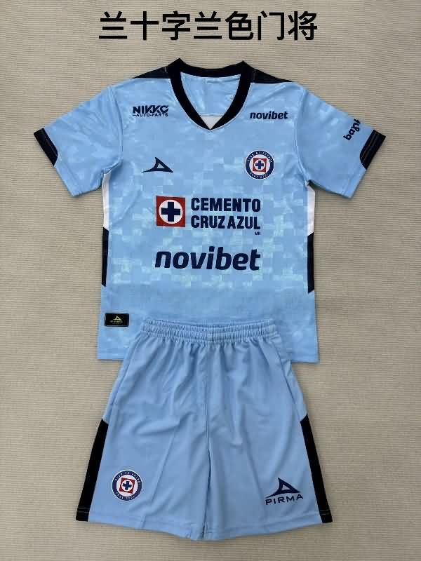 Cruz Azul 25/26 Kids Goalkeeper Blue Soccer Jersey And Shorts Cruz Azul 25/26 Kids Goalkeeper Blue Soccer Jersey And Shorts