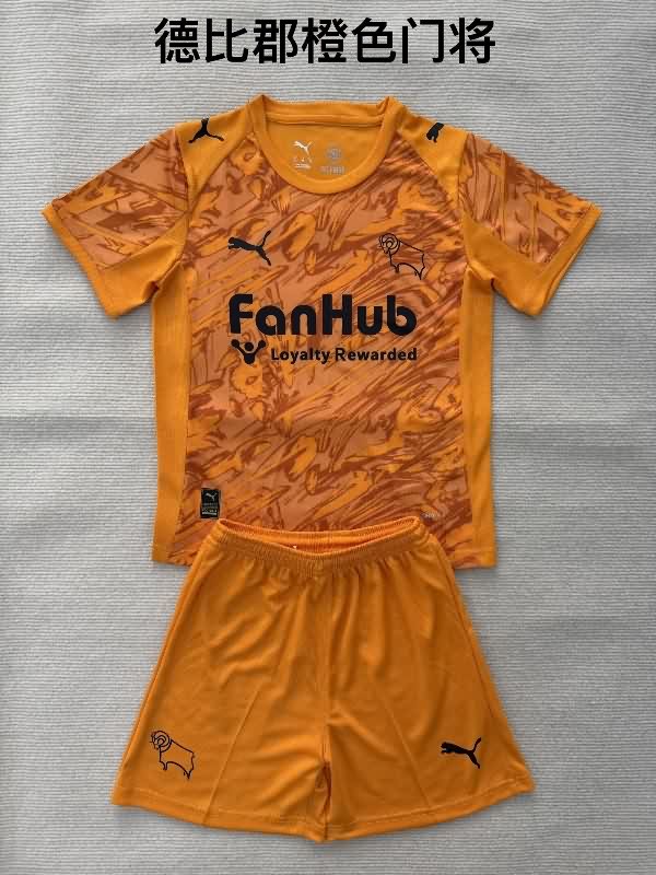 Derby County 25/26 Kids Goalkeeper Orange Soccer Jersey And Shorts Derby County 25/26 Kids Goalkeeper Orange Soccer Jersey And Shorts