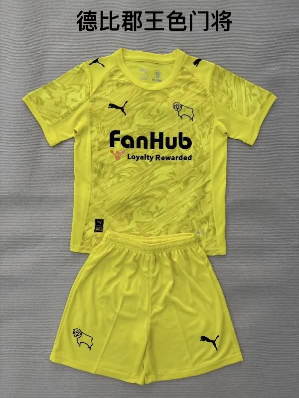 Derby County 25/26 Kids Goalkeeper Yellow Soccer Jersey And Shorts Derby County 25/26 Kids Goalkeeper Yellow Soccer Jersey And Shorts