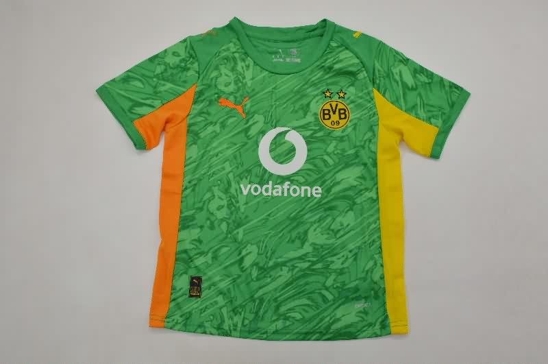 Dortmund 25/26 Kids Goalkeeper Green Soccer Jersey And Shorts