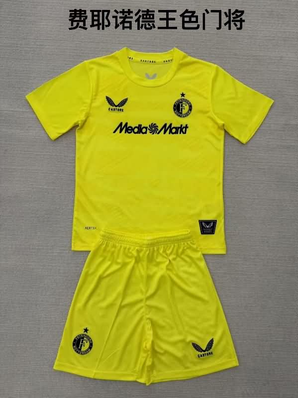 Feyenoord 25/26 Kids Goalkeeper Yellow Soccer Jersey And Shorts Feyenoord 25/26 Kids Goalkeeper Yellow Soccer Jersey And Shorts