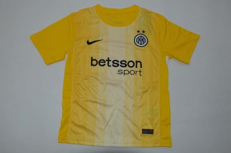 Inter Milan 25/26 Kids Goalkeeper Yellow Soccer Jersey And Shorts