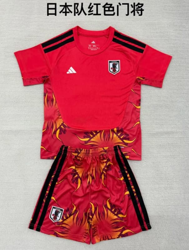 Japan 2026 Kids World Cup Goalkeeper Red Soccer Jersey And Shorts Japan 2026 Kids World Cup Goalkeeper Red Soccer Jersey And Shorts