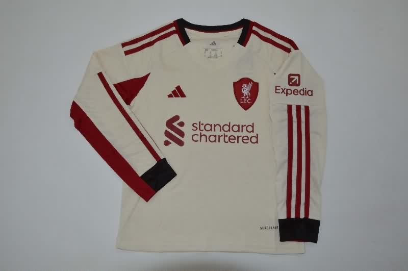 Liverpool 25/26 Kids Away Long Sleeve Soccer Jersey And Shorts