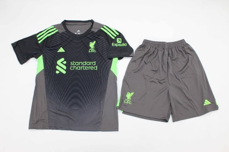 Liverpool 25/26 Kids Goalkeeper Black Soccer Jersey And Shorts Liverpool 25/26 Kids Goalkeeper Black Soccer Jersey And Shorts