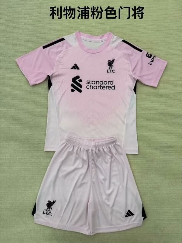 Liverpool 25/26 Kids Goalkeeper Pink Soccer Jersey And Shorts Liverpool 25/26 Kids Goalkeeper Pink Soccer Jersey And Shorts