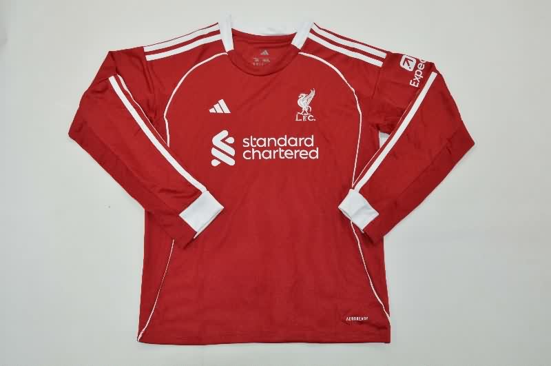 Liverpool 25/26 Kids Home Long Sleeve Soccer Jersey And Shorts