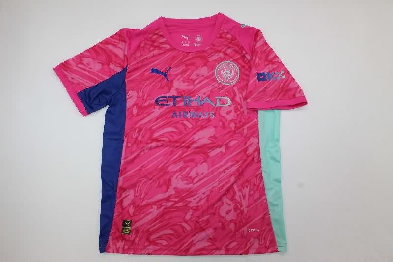 Manchester City 25/26 Kids Goalkeeper Pink Soccer Jersey And Shorts