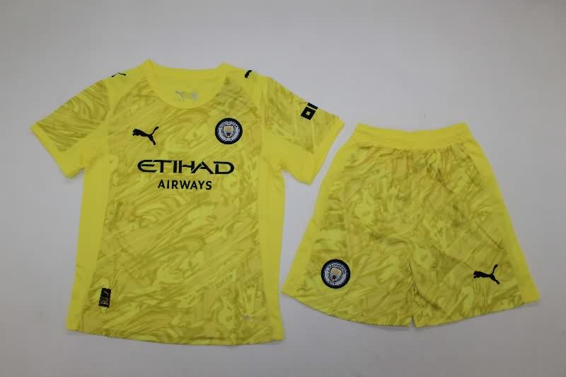 Manchester City 25/26 Kids Goalkeeper Yellow Soccer Jersey And Shorts Manchester City 25/26 Kids Goalkeeper Yellow Soccer Jersey And Shorts