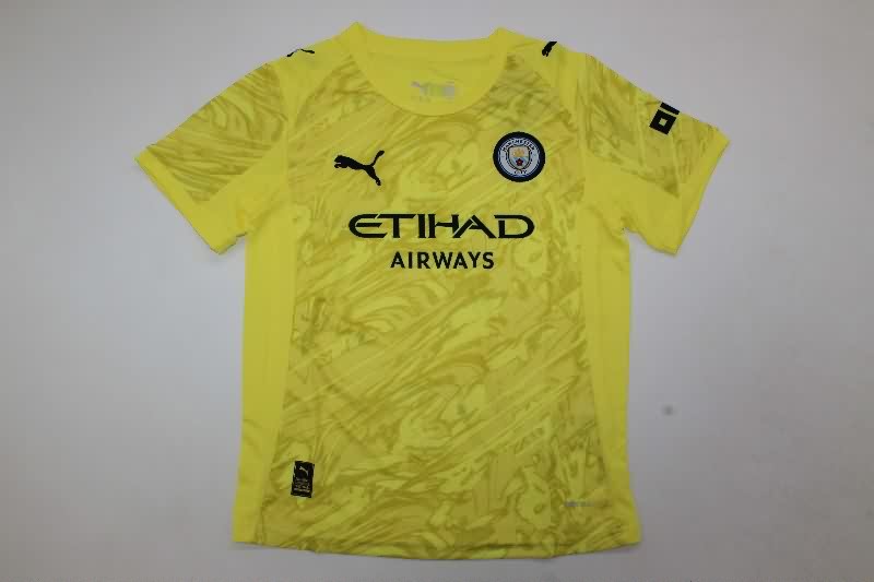 Manchester City 25/26 Kids Goalkeeper Yellow Soccer Jersey And Shorts