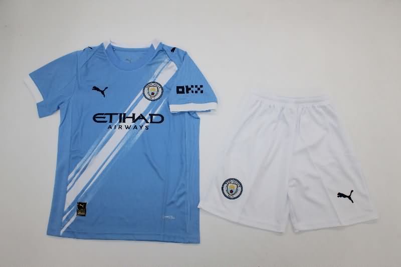 Manchester City 25/26 Kids Home Soccer Jersey And Shorts Manchester City 25/26 Kids Home Soccer Jersey And Shorts