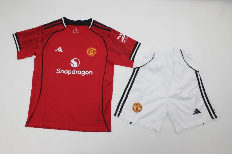 Manchester United 25/26 Kids Home Soccer Jersey And Shorts Manchester United 25/26 Kids Home Soccer Jersey And Shorts