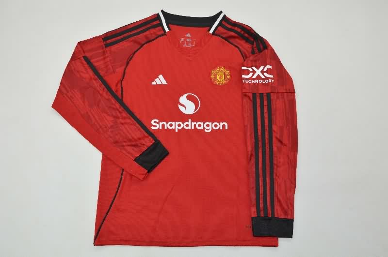 Manchester United 25/26 Kids Home Long Sleeve Soccer Jersey And Shorts