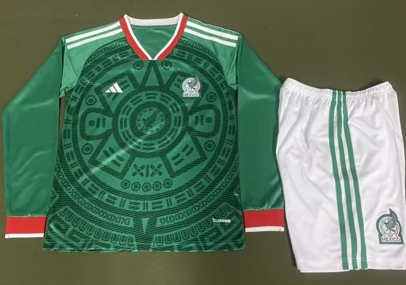 Mexico 25/26 Kids Home Long Sleeve Soccer Jersey And Shorts Mexico 25/26 Kids Home Long Sleeve Soccer Jersey And Shorts