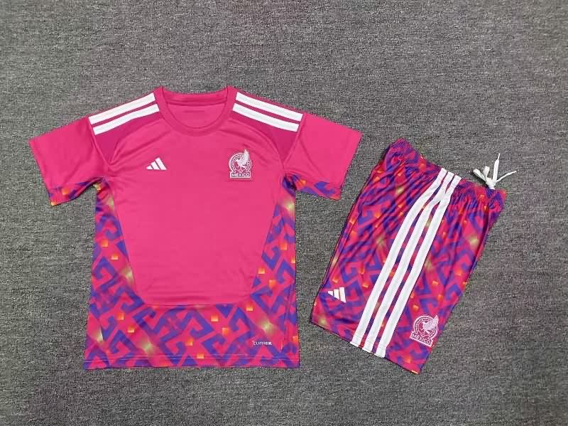Mexico 2026 Kids Goalkeeper Pink Soccer Jersey And Shorts Mexico 2026 Kids Goalkeeper Pink Soccer Jersey And Shorts