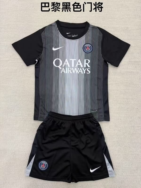 Paris St Germain 25/26 Kids Goaleeper Black Soccer Jersey And Shorts Paris St Germain 25/26 Kids Goaleeper Black Soccer Jersey And Shorts