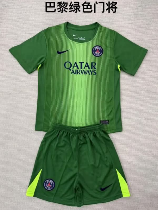 Paris St Germain 25/26 Kids Goaleeper Green Soccer Jersey And Shorts Paris St Germain 25/26 Kids Goaleeper Green Soccer Jersey And Shorts