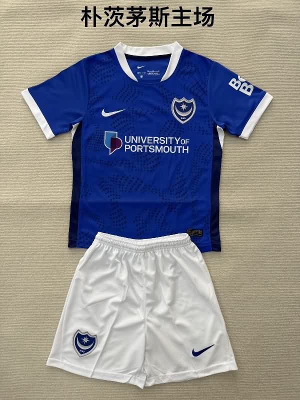 Portsmouth 25/26 Kids Home Soccer Jersey And Shorts Portsmouth 25/26 Kids Home Soccer Jersey And Shorts