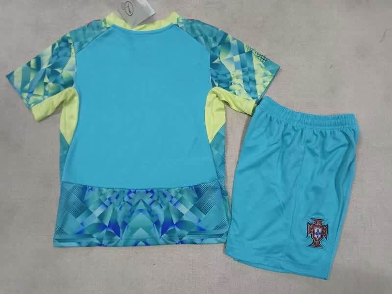 Portugal 2026 Kids Goalkeeper Green Soccer Jersey And Shorts