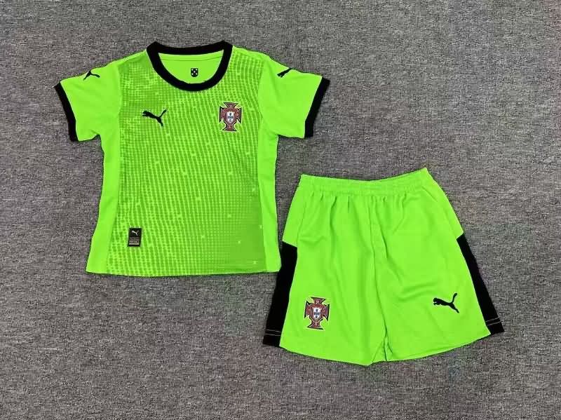 Portugal 2025 Kids Goalkeeper Green Soccer Jersey And Shorts Portugal 2025 Kids Goalkeeper Green Soccer Jersey And Shorts